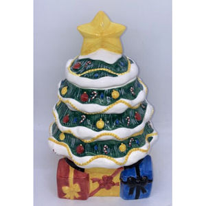2002 Ceramic CHRISTMAS TREE COOKIE JAR by The Cellar for Federated Dept Stores
